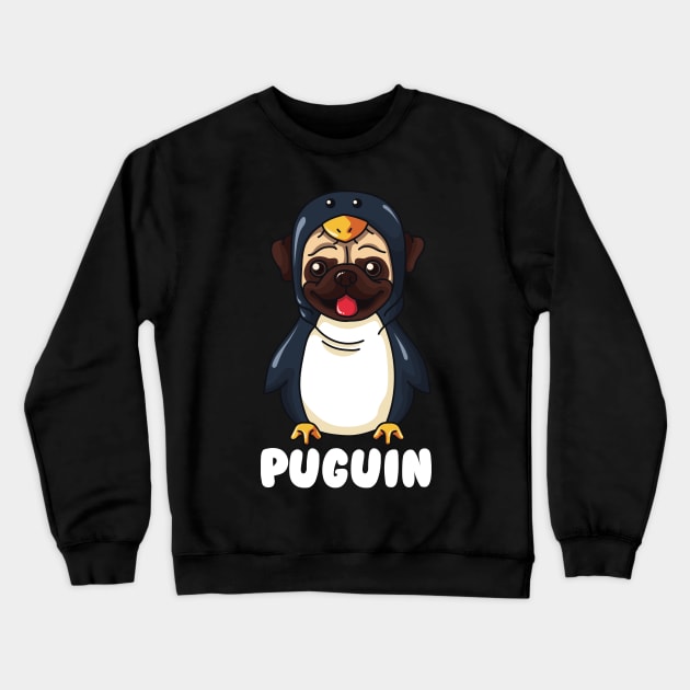 Funny Pug Dressed as Penguin Puguin Crewneck Sweatshirt by ghsp